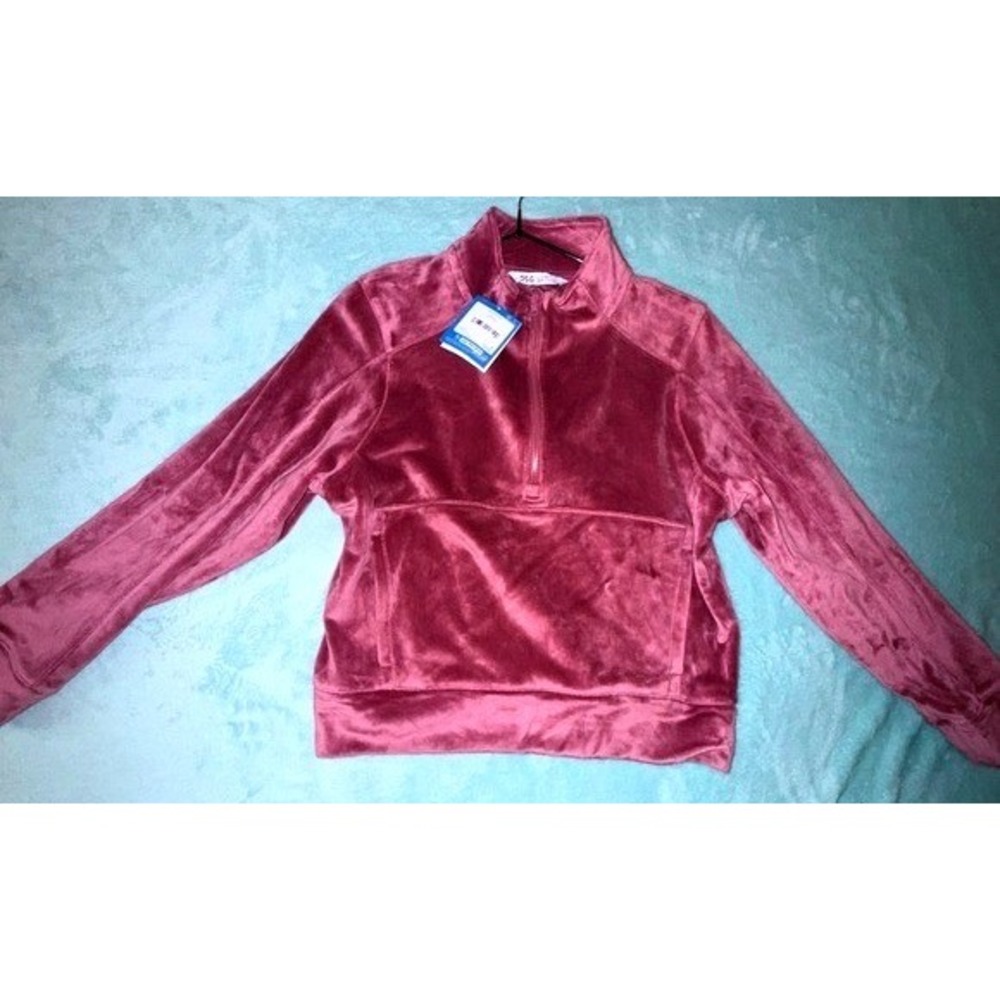 DSG Velour 1/2 Zip Pullover‎ Girls L 14 NWT Rose Coffee Pink Sweatshirt